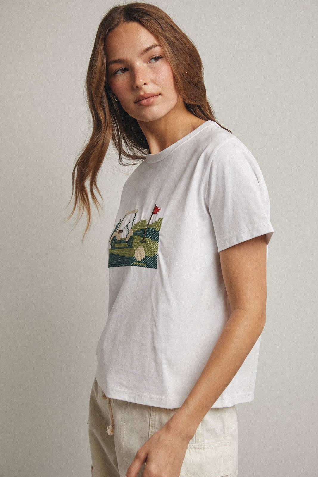 Embroidered Golf Knit Tee Shirt