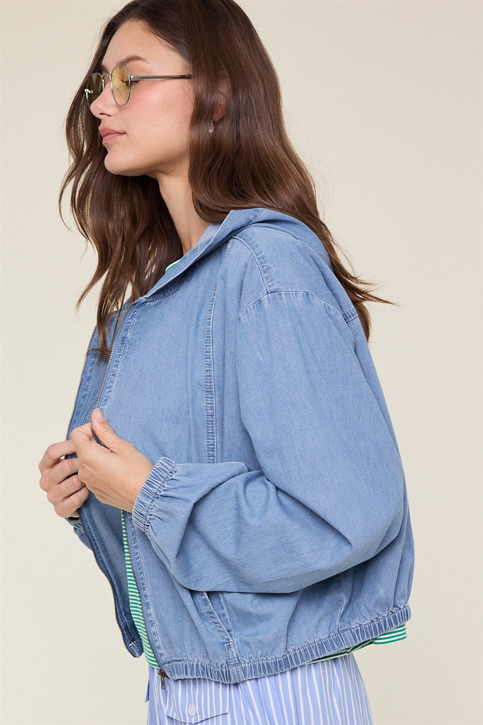 Denim Zip Hoodie