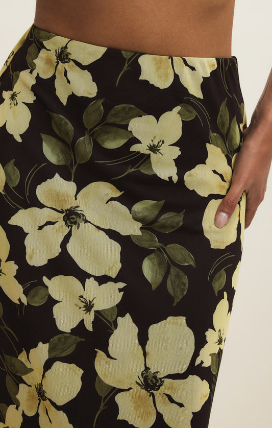 Floral Mesh Midi Skirt