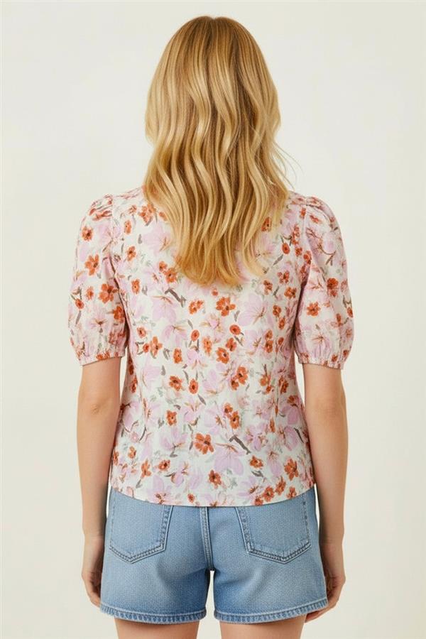 Color Block Floral Top