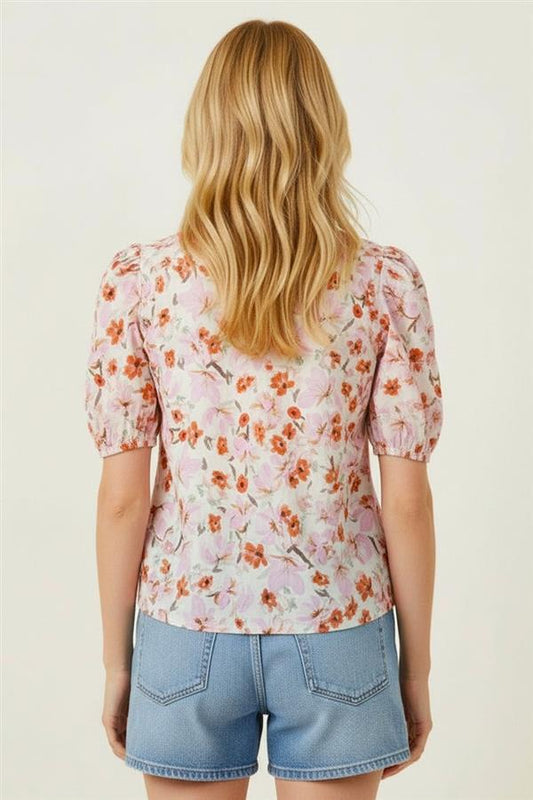 Color Block Floral Top