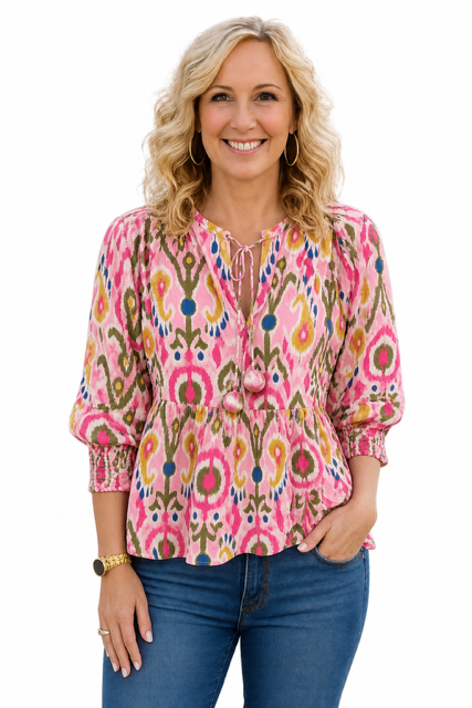 Peplum Ikat Top