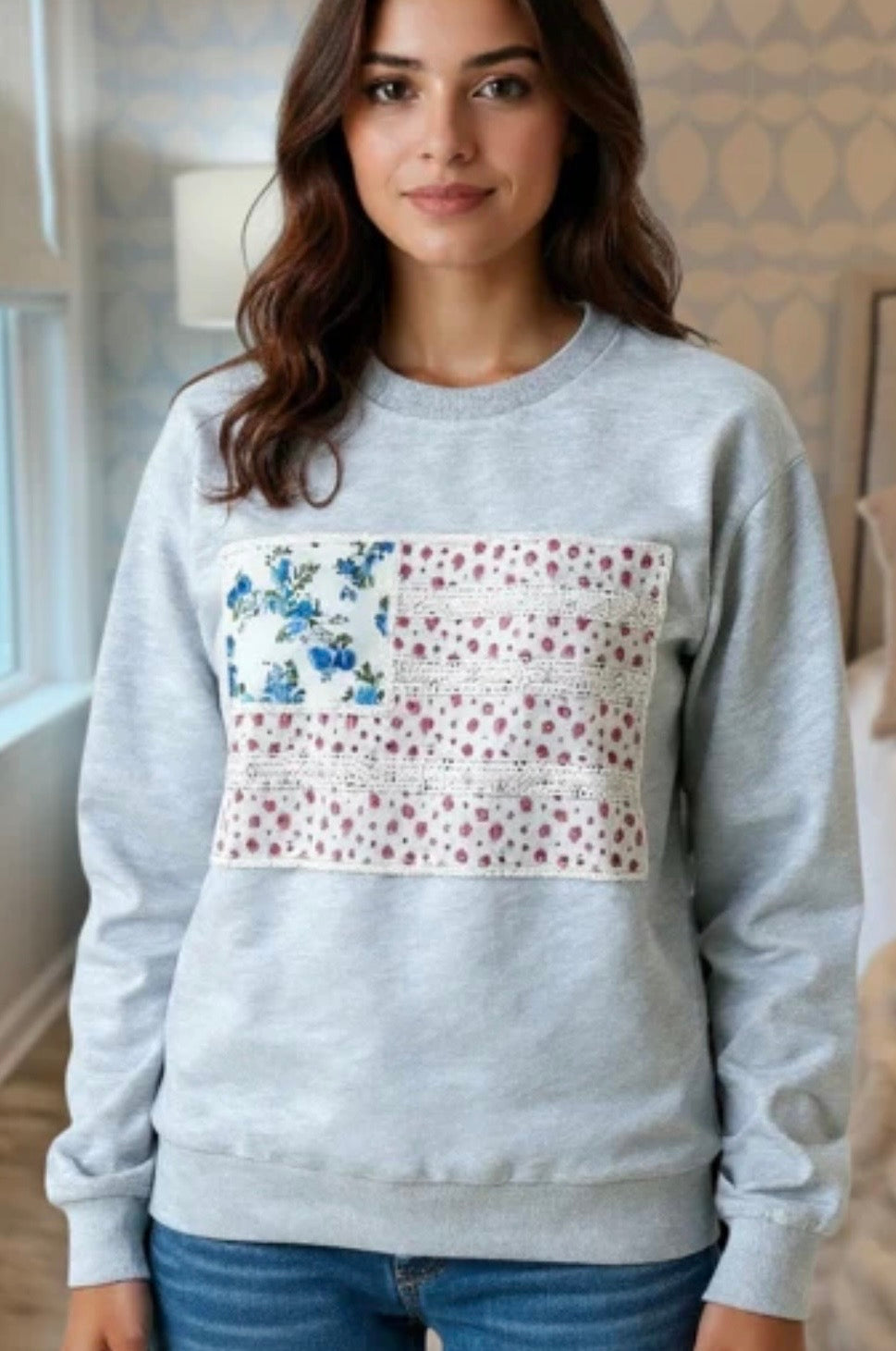 Flag Applique Sweatshirt