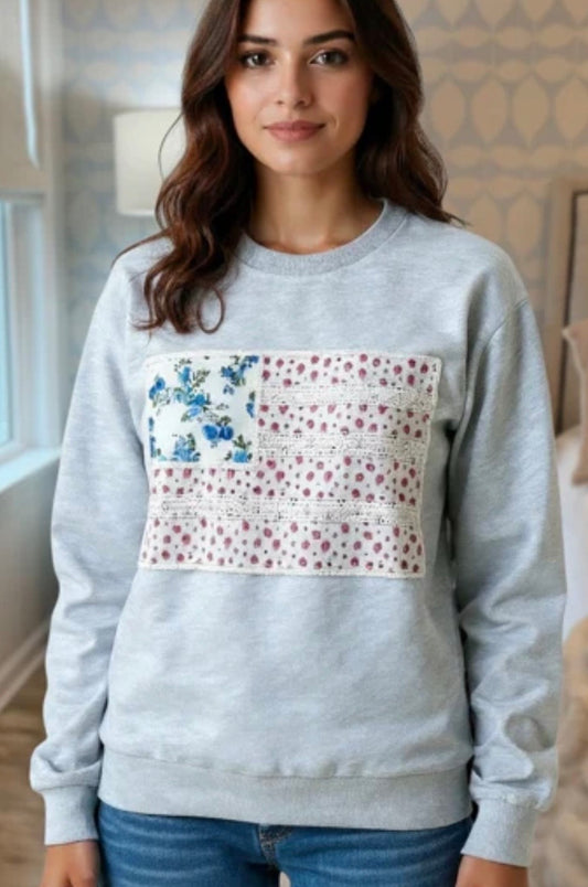 Flag Applique Sweatshirt