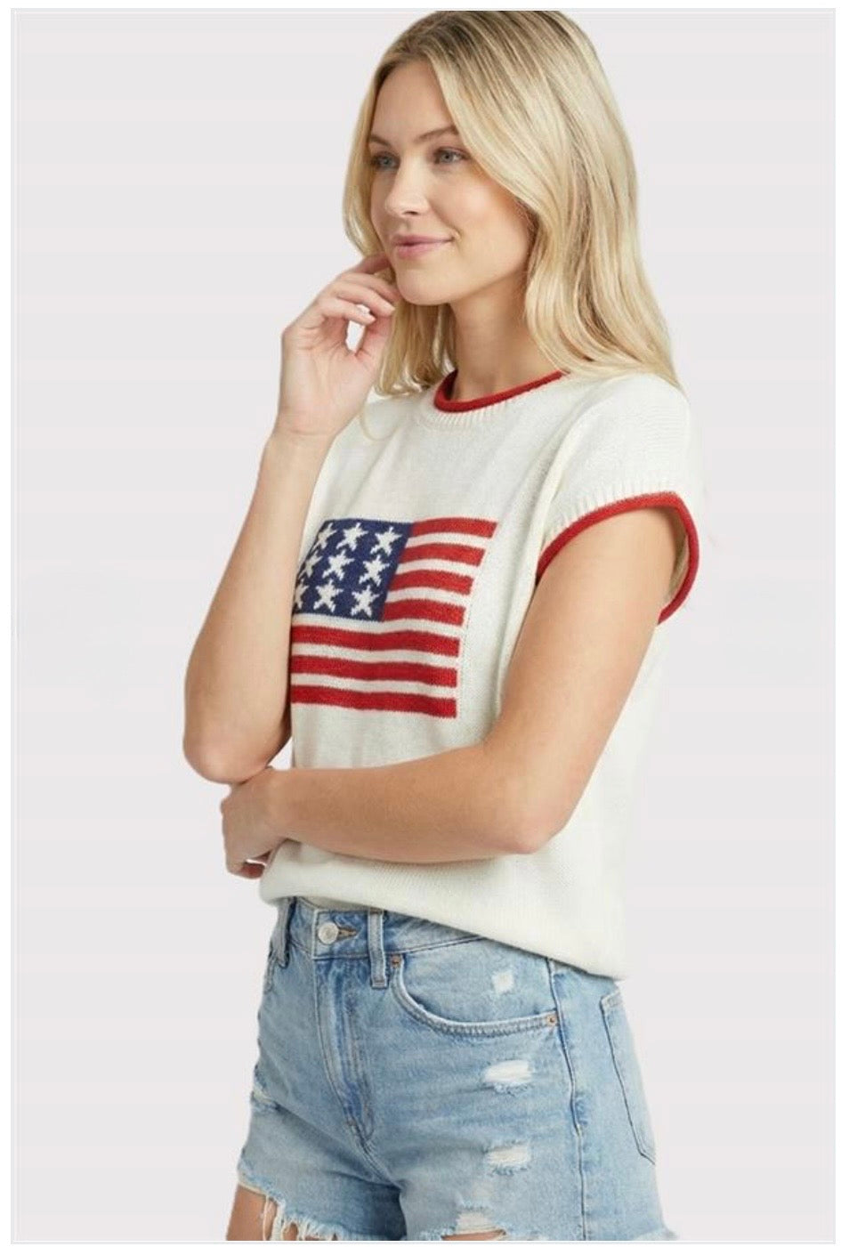 Flag Short Sleeve Sweater