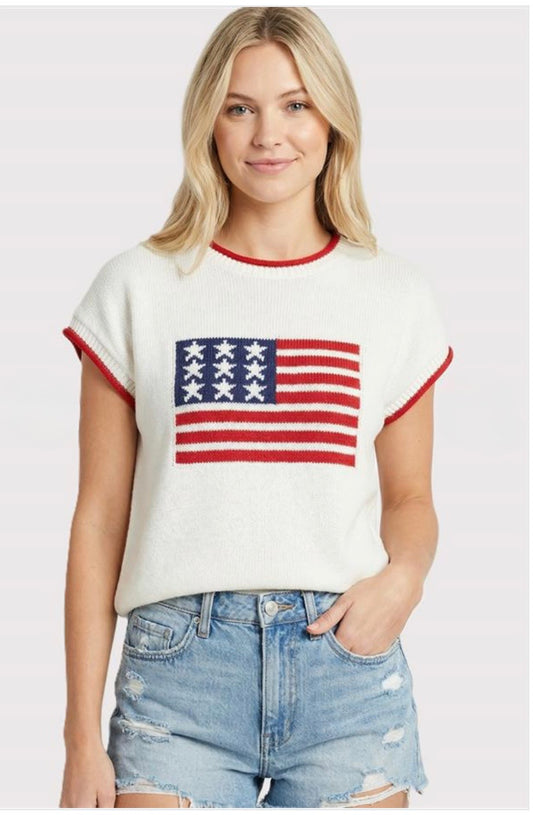 Flag Short Sleeve Sweater