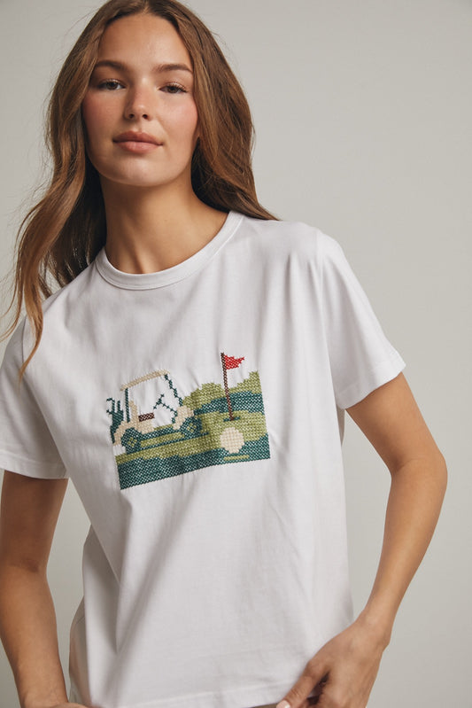 Embroidered Golf Knit Tee Shirt