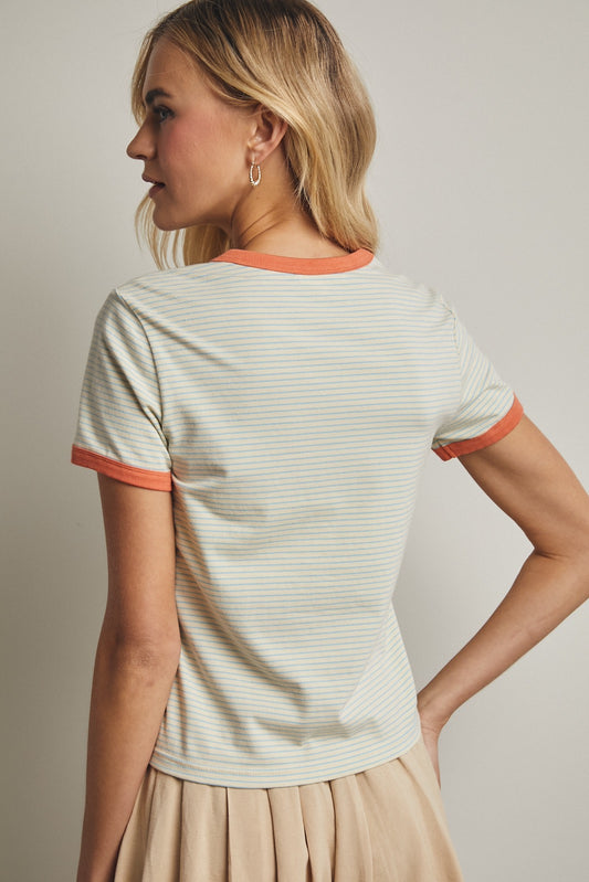 Contrast Stripe Knit Tee