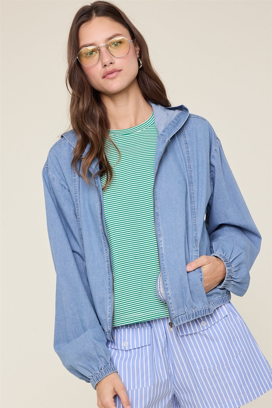 Denim Zip Hoodie