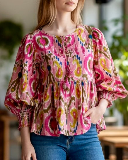 Peplum Ikat Top