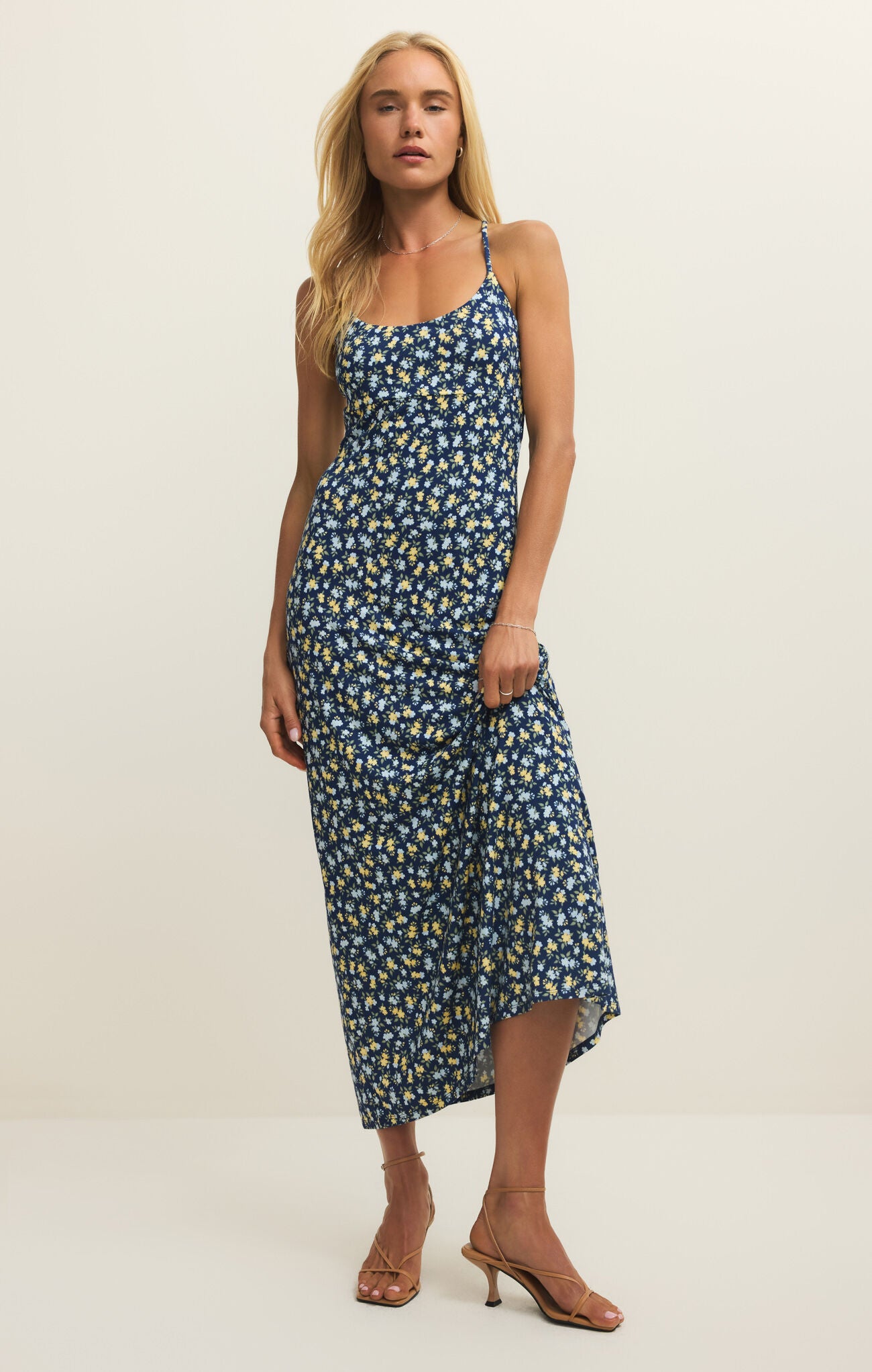 Blue Ditsy Midi Dress