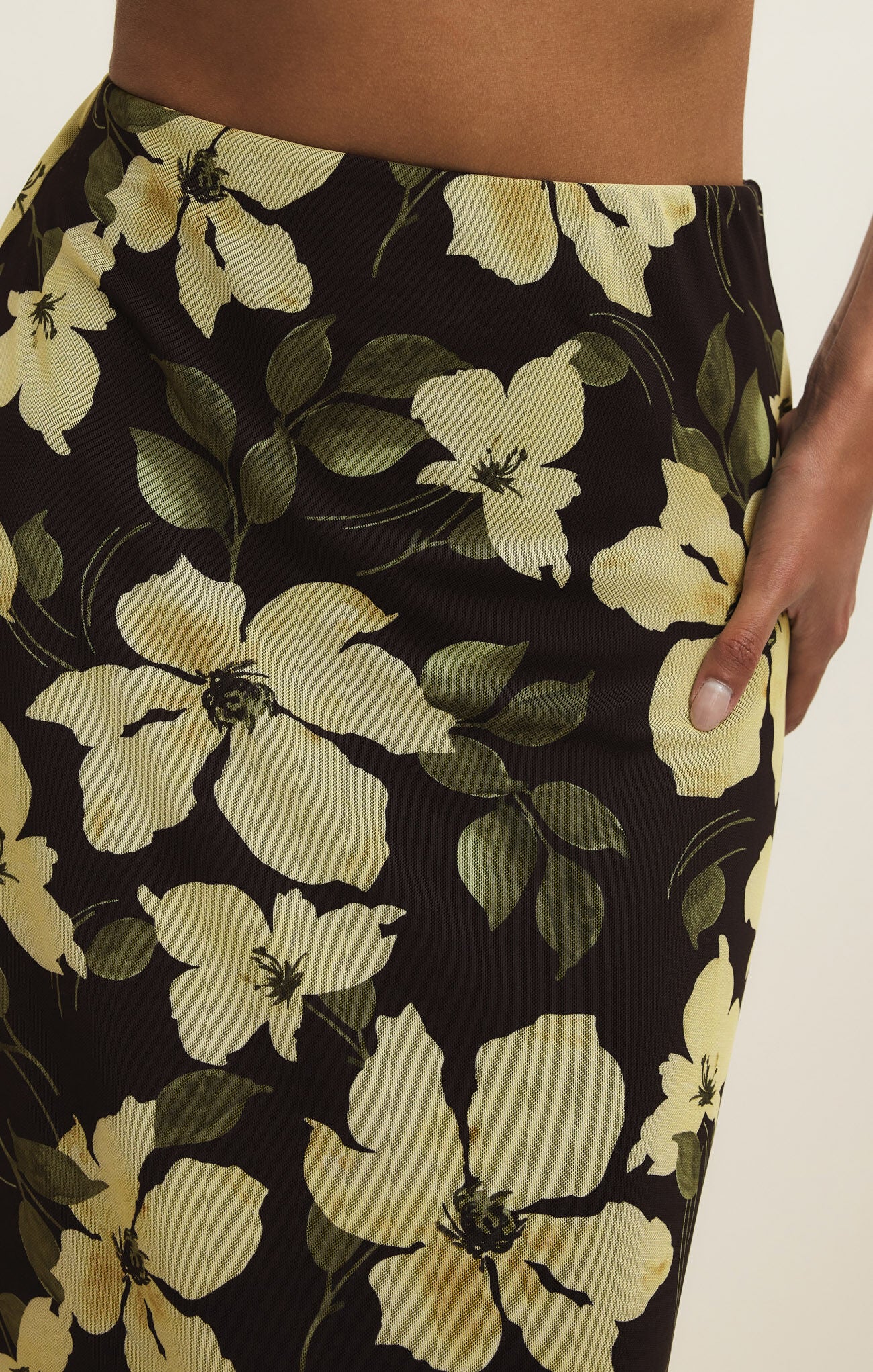 Floral Mesh Midi Skirt