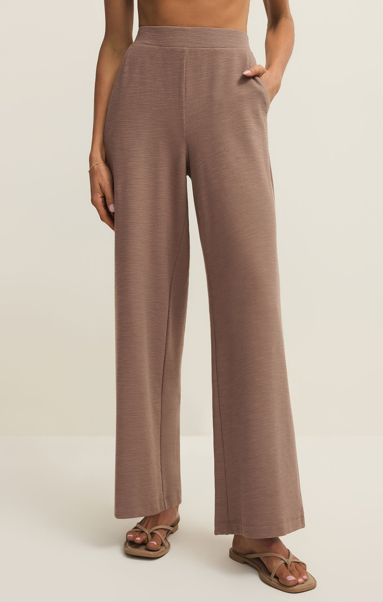 Wide Leg Textured Knit Pant